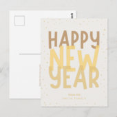Beige Gelukkig Nieuwjaar Briefkaart (Voorkant / Achterkant)