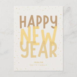Beige Gelukkig Nieuwjaar Briefkaart