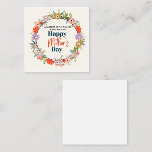 Beige Gelukkige Moederdag Kaart Notitiekaartje (Voorkant / Achterkant)