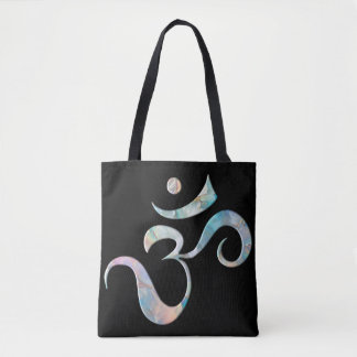 Beige gemarmerd Om Tote Bag