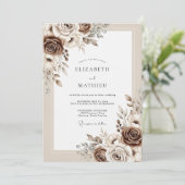 Beige Gematigde Rustieke Bruiloft Kaart (Staand voorkant)