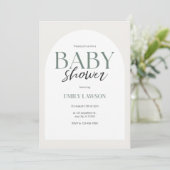 Beige Gender Neutral Minimalistisch Baby shower Kaart (Staand voorkant)