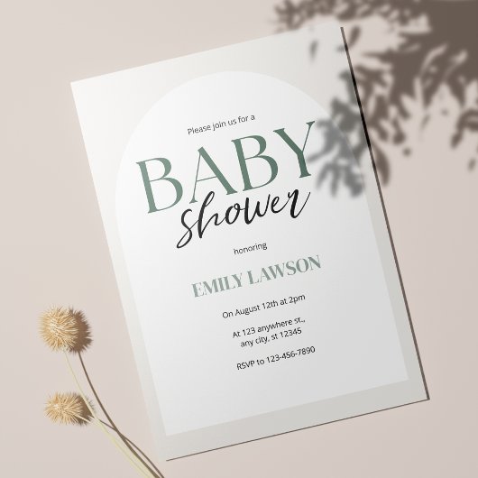 Beige Gender Neutral Minimalistisch Baby shower Kaart