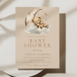 Beige genderneutraal Schattige Beer Baby shower Kaart