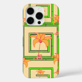 Beige Geo Bloemmotief iPhone 16 Pro Hoesje