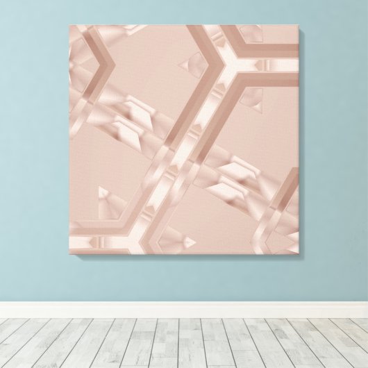 Beige Geometrisch Abstract Canvas Afdruk (Insitu (Houten vloer))