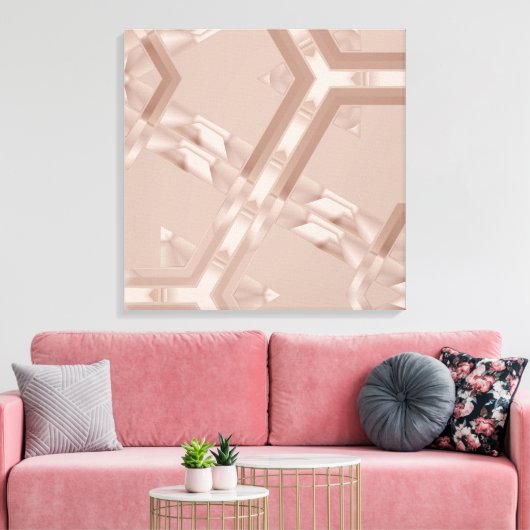 Beige Geometrisch Abstract Canvas Afdruk (Insitu (Woonkamer))