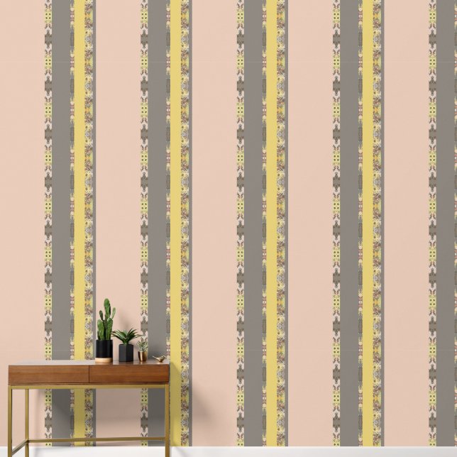 beige geometrisch behang (Hal)