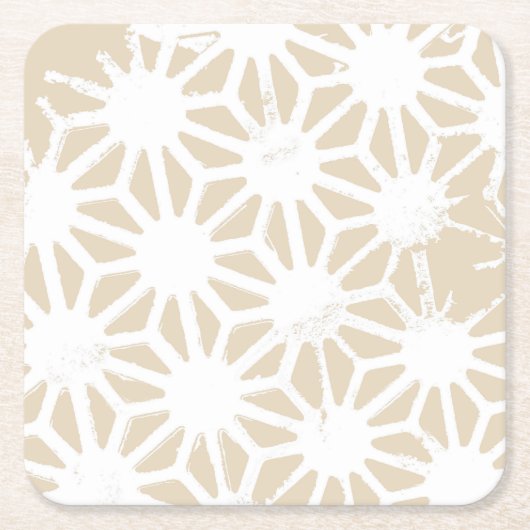 Beige geometrisch patroon kartonnen onderzetters (Voorkant)