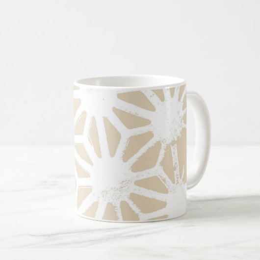 Beige geometrisch patroon koffiemok (Voorkant rechts)