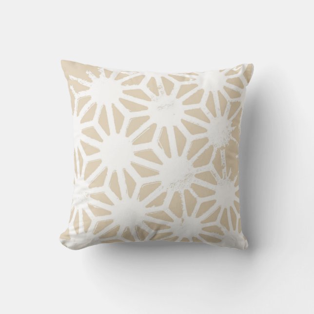 Beige geometrisch patroon kussen (Voorkant)