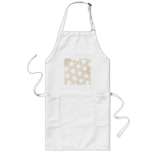 Beige geometrisch patroon lang schort (Voorkant)