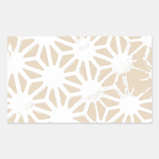 Beige geometrisch patroon rechthoekige sticker (Voorkant)