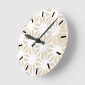 Beige geometrisch patroon ronde klok (Hoek)