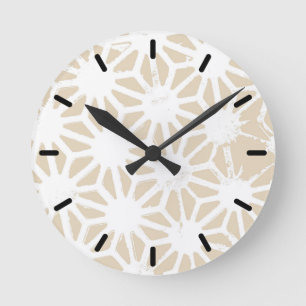 Beige geometrisch patroon ronde klok