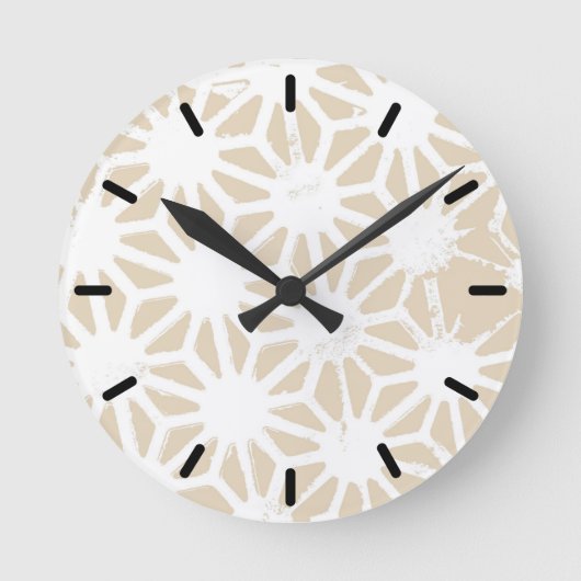 Beige geometrisch patroon ronde klok (Voorkant)