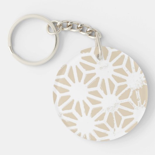 Beige geometrisch patroon sleutelhanger (Voorkant)