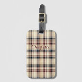Beige geruite klassieke geruite patroon bagagelabel (Voorkant (verticaal))
