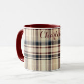 Beige geruite klassieke geruite patroon mok (Voorkant links)