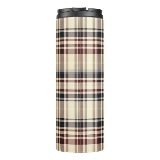 Beige geruite klassieke geruite patroon thermosbeker (Achterkant)