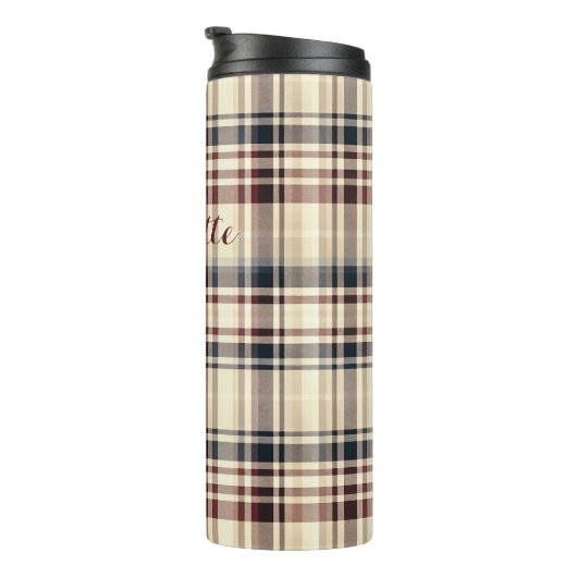 Beige geruite klassieke geruite patroon thermosbeker (Geroteerd rechts)