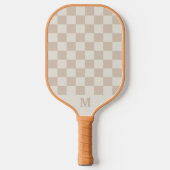 beige geruite monogram initiaal pickleball paddle (Voorkant)