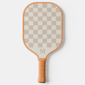 beige geruite monogram initiaal pickleball paddle (Achterkant)