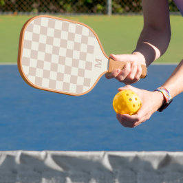 beige geruite monogram initiaal pickleball paddle