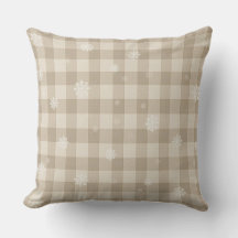 Beige geruite sneeuwvlokken kussenhoes – Warm