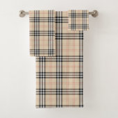  Beige geruite Tartan handdoek set (Insitu)