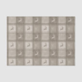Beige Geruite Tartan Met Rendier Kerst Tissuepapier (Voorkant)