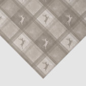 Beige Geruite Tartan Met Rendier Kerst Tissuepapier (Detail)