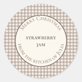 Beige geruite voedsel labels voor zelfgemaakte cad