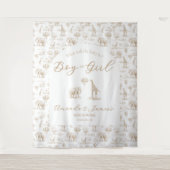 Beige geslacht onthulling banner safari toile wandkleed (Voorkant)