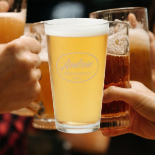 Beige gestileerde bruiloft Groomsman naam Glas