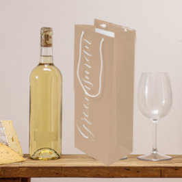 Beige gestileerde script bruidsjonker wijn cadeautas