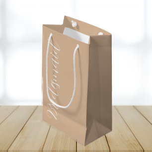 Beige gestileerde script bruiloft bruidsmeisje klein cadeauzakje