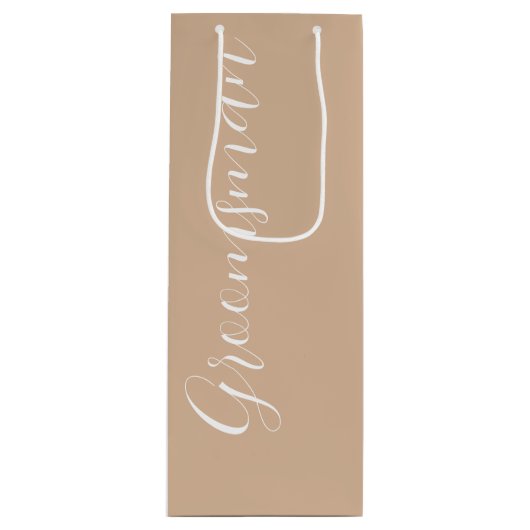 Beige gestileerde script bruiloft Groomsman Wijn Cadeautas (Voorkant)