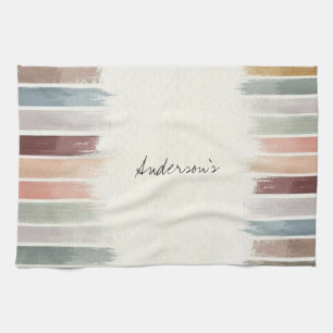 Beige Gestreepte Keukenhanddoek