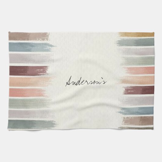Beige Gestreepte Keukenhanddoek (Horizontaal)