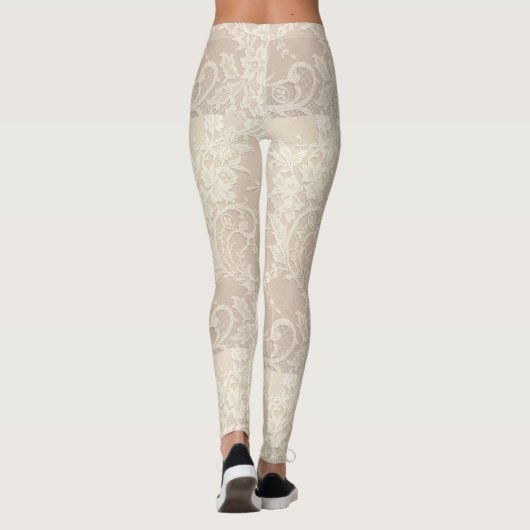Beige gestreepte Leggings (Achterkant)