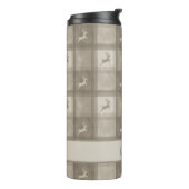 Beige Gestructureerd Rendier Schotland Patroon Ker Thermosbeker (Gedraaid links)