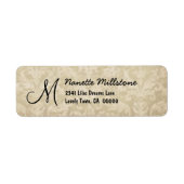 Beige getextureerde monogram M adreslabel Etiket (Voorkant)