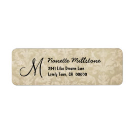 Beige getextureerde monogram M adreslabel Etiket
