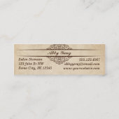 beige getextureerde schaar voor papier, haarschaar mini visitekaartje (Achterkant)