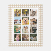 Beige Gingham Aangepaste 12 Foto Collage Fleece Deken (Voorkant)