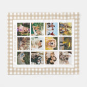 Beige Gingham Aangepaste 12 Foto Collage Fleece Deken (Voorkant (Horizontaal))