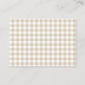 Beige Gingham Baby shower Boek aanvraag Informatiekaartje (Achterkant)