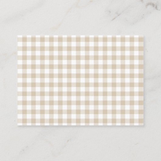 Beige Gingham Baby shower Boek aanvraag Informatiekaartje (Achterkant)