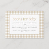 Beige Gingham Baby shower Boek aanvraag Informatiekaartje (Voorkant)